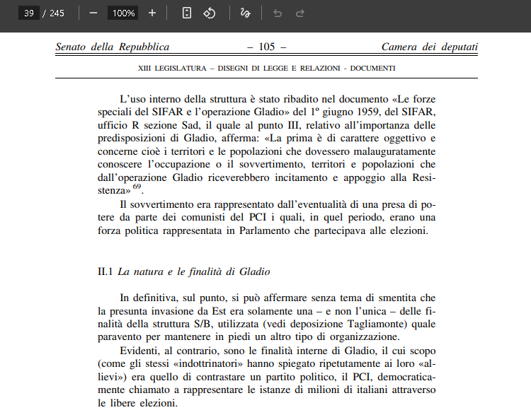 gladio e finalità